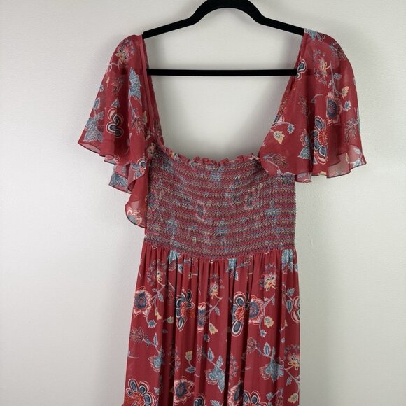 Sachin & Babi Kara Maxi Dress Red Floral Tiered Boho Chic Women’s Size 8 - Picture 10 of 11